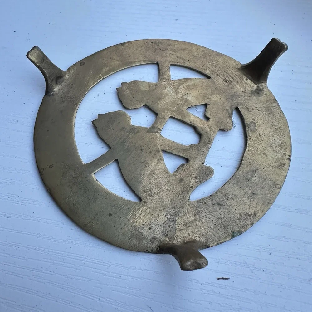 Vintage Solid Brass - 2 Kitty Cat Trivet 4